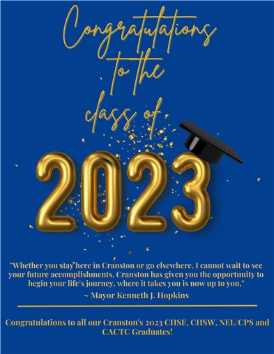 Mayor Ken Hopkins Congratulates Cranston's Graduating Class of 2023